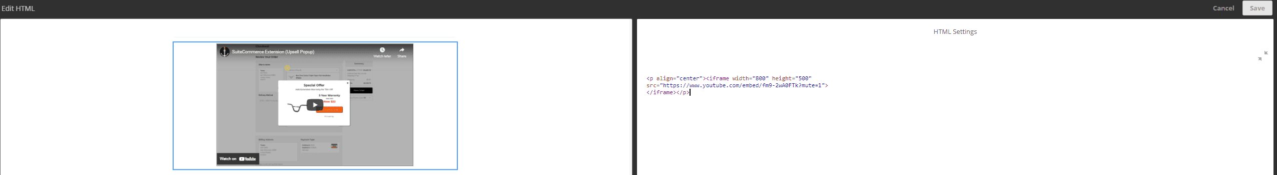 Screenshot of an Android phone displaying HTML CSS content block settings in the app interface.
