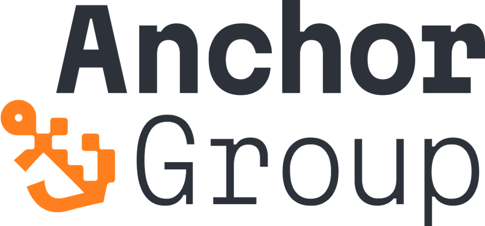 anchorGroup logo stacked orangeAndNavy