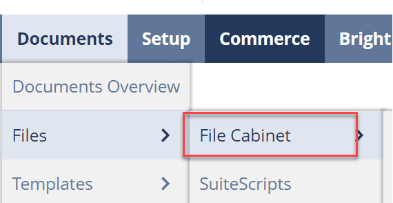 NetSuite Documents Files File Cabinet Navigation