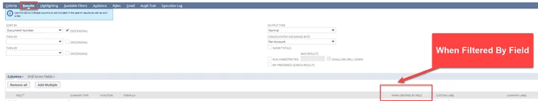 Saved Search When Filtered By Field