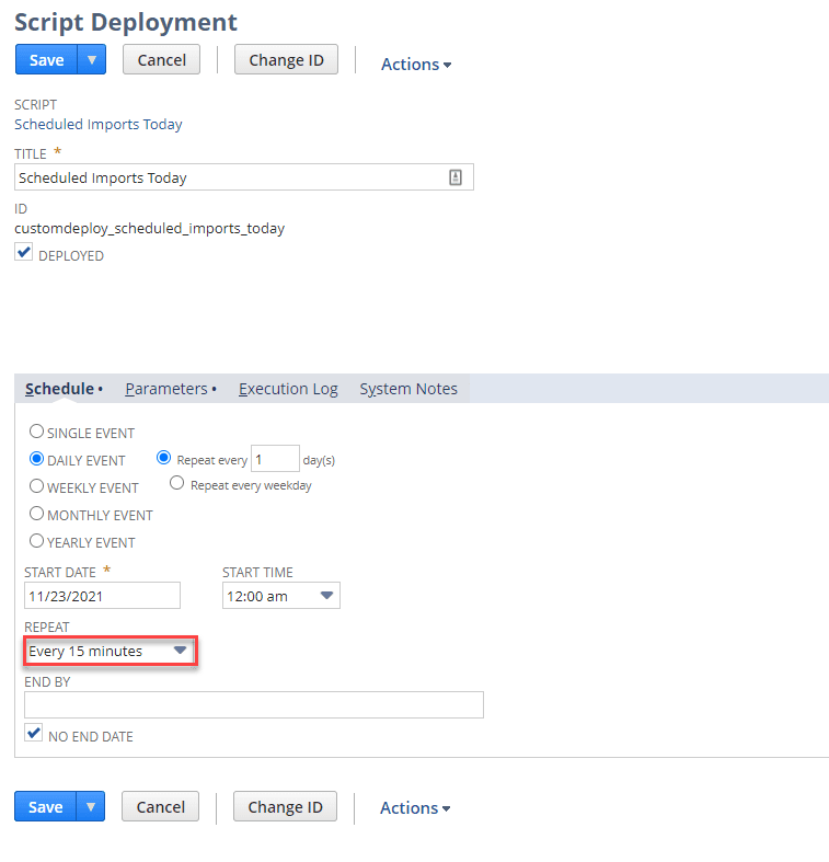 Script Schedule NetSuite