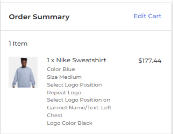 BigCommerce Order Summary Configured Product Rule Example