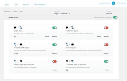 Website page showing the various sync capabilities of NetSuite.