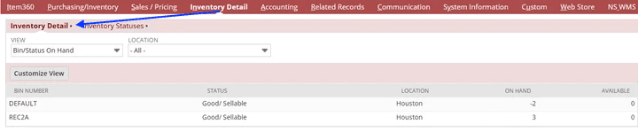 NetSuite Inventory Detail