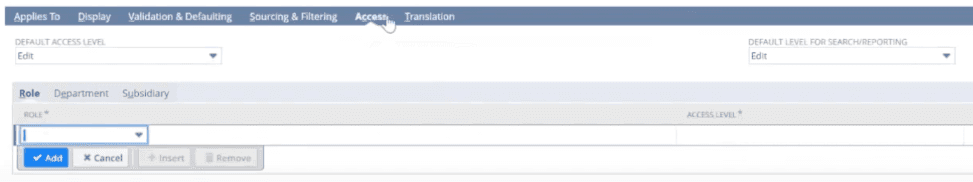 NetSuite Custom Item Field Access Subtab