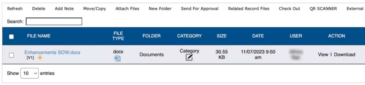 File List NetSuite Document Management