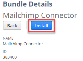 Bundle Details popup with the Install button highlighted in red.