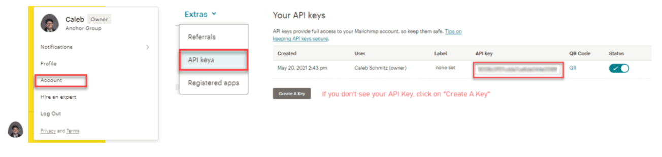 A page to configure Mailchimp correctly.