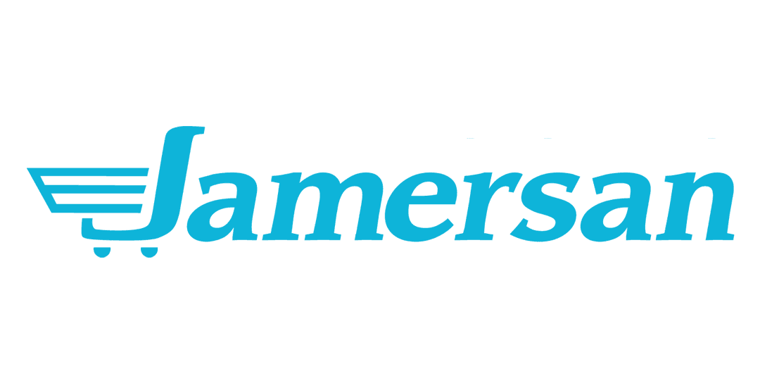 Jamersan logo with the J shaped like a shopping cart.