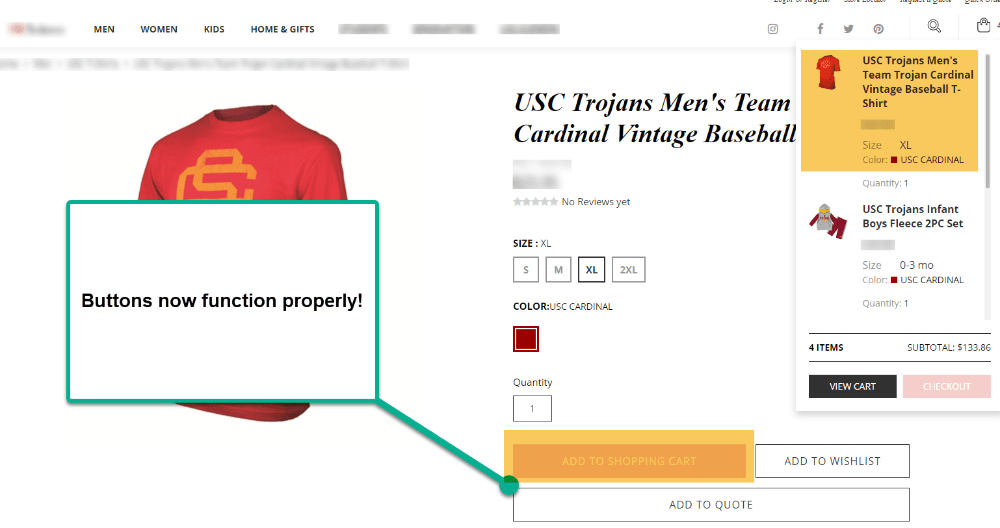 SuiteCommerce PDP Add to Cart Button Functioning Properly