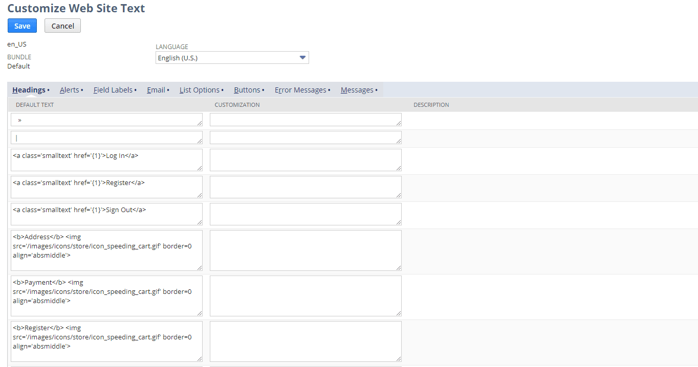 Customizing Web Site Text