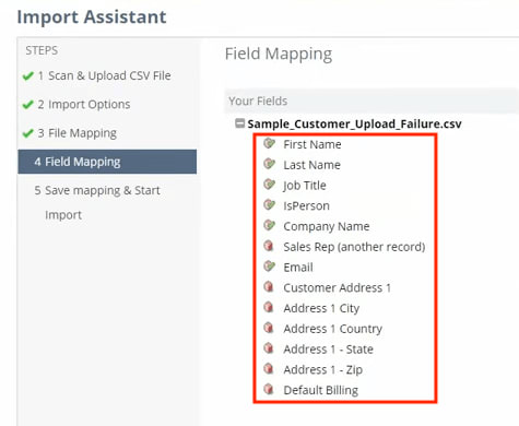 NetSuite Import Assistant CSV Fields