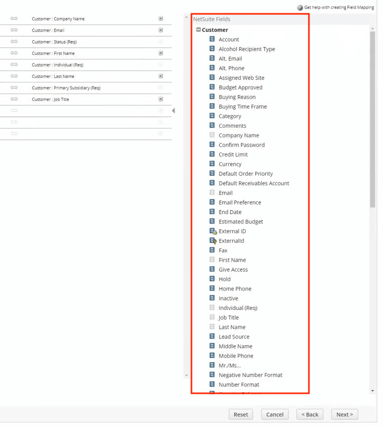 NetSuite Import Assistant Field Mapping NetSuite Fields