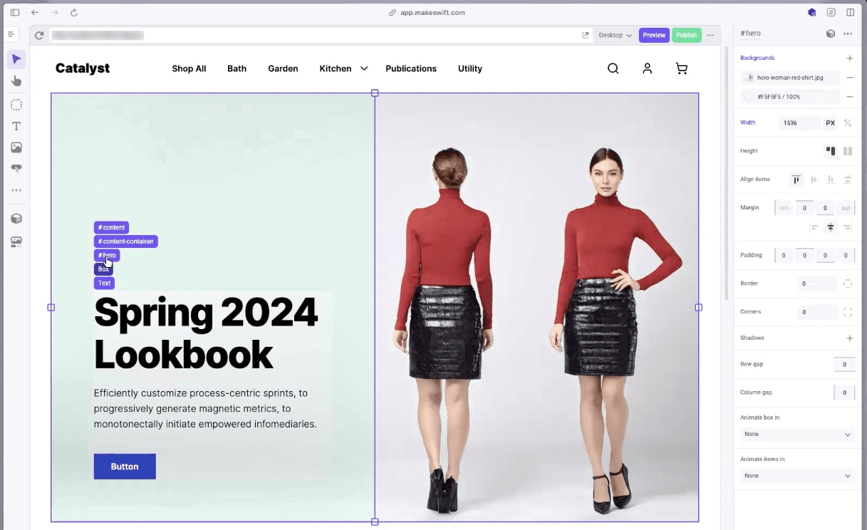 BigCommerce Catalyst Makeswift Builder UI