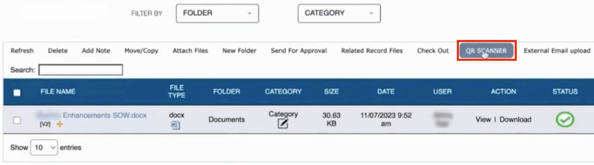 QR scanner code for NetSuite document approval.