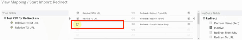 Domain field for mapping SuiteCommerce redirects.