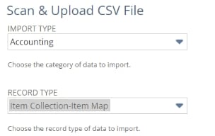 Scan and Upload CSV File Record Type Item Collection-Item Map.