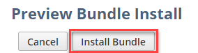 Preview Bundle Install popup with Install Bundle highlighted.