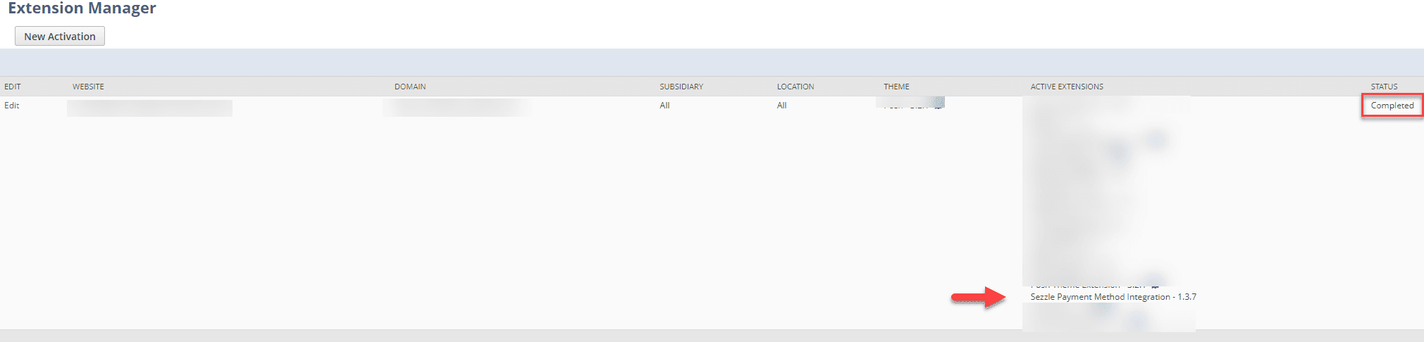Screenshot showing the active theme value.