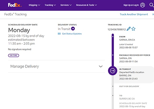FedEx BigCommerce Tracking Information