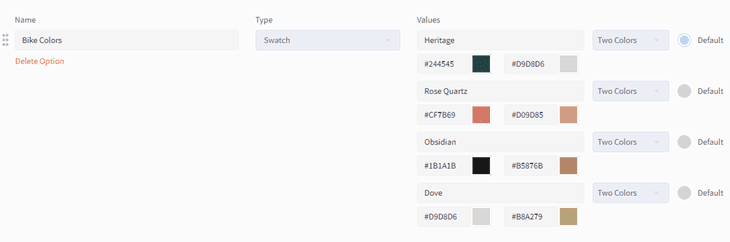 BigCommerce Bike Colors Color Swatch Example