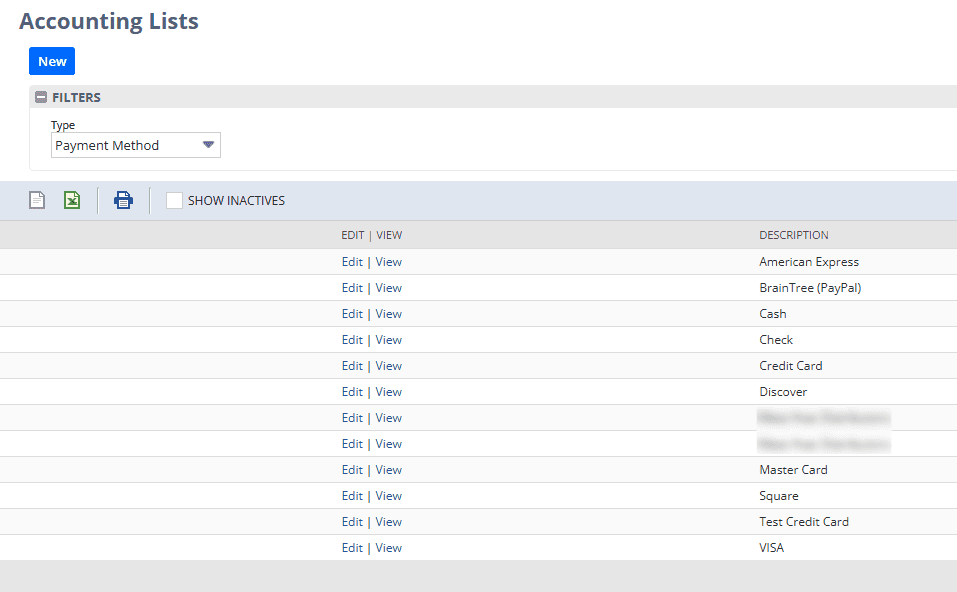 NetSuite Accounting Lists Payment Method