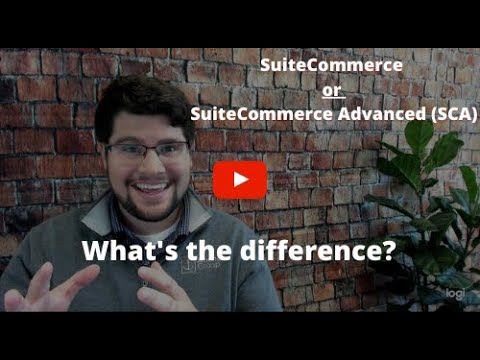 Man presents topic contrasting SuiteCommerce and SuiteCommerce Advanced.