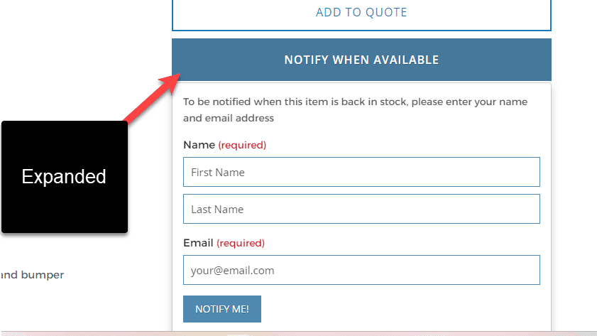 Expanded PDP Stock Notification Form