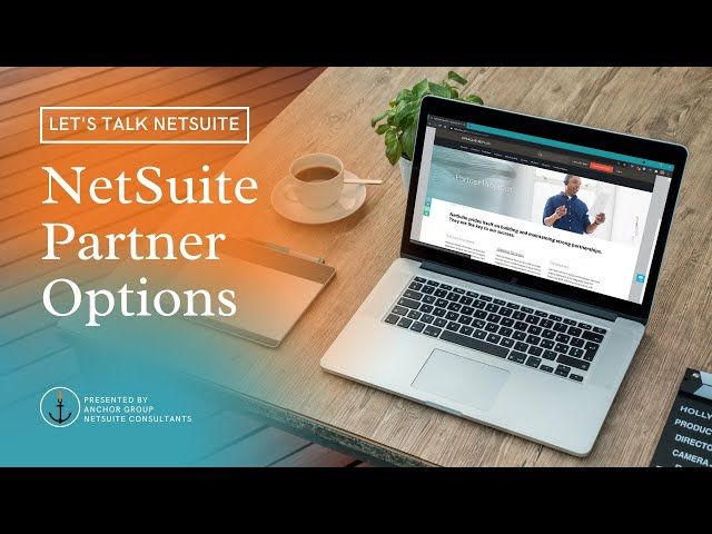 Image noting NetSuite Partner Options with a laptop on a table.