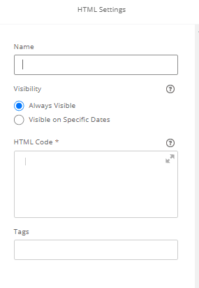 SMT HTML block settings page.
