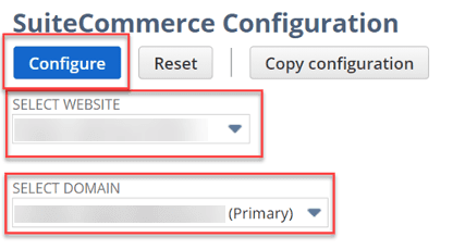 Select website domain configure page.