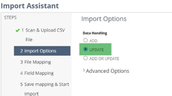 NetSuite import assistant step two.