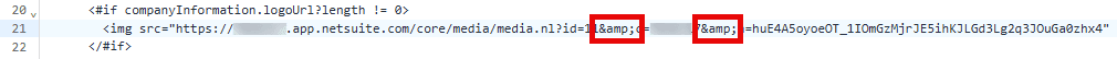 Replace NetSuite logo URL ampersands with ampersandamp.