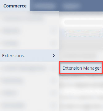 Extension manager navigation.