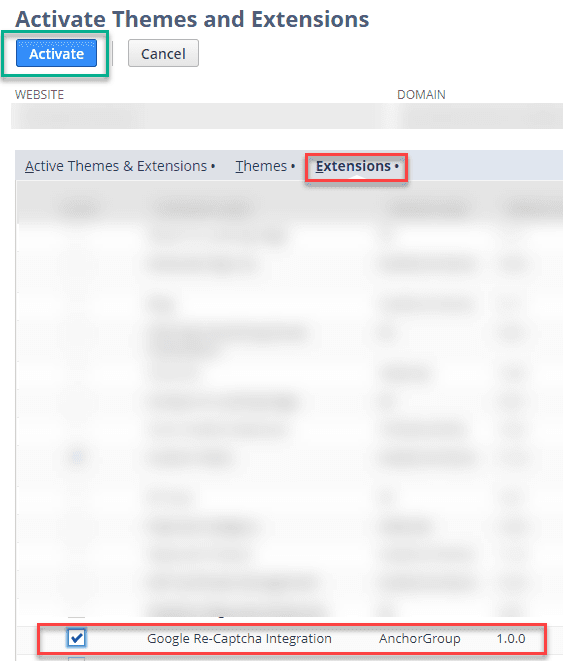 Activate the Extension with highlighted steps.