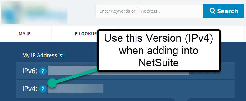 Use IPV4 IP address is NetSuite.