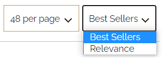 A dropdown field with Best Sellers and Relevance as the two options.