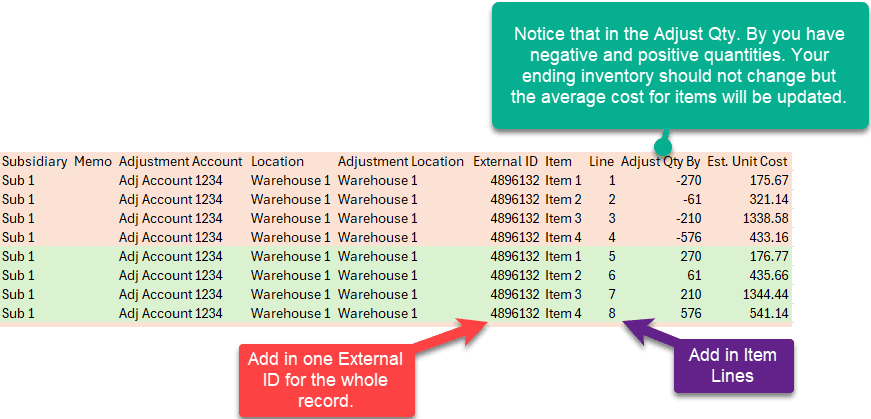 Import sheet ready with three comments.