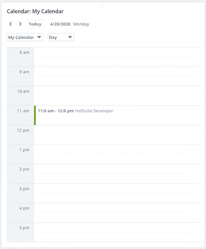 NetSuite calendar dashboard portlet.