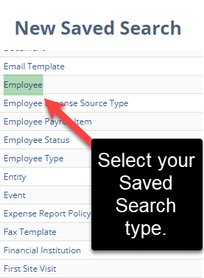 New NetSuite saved search employee.