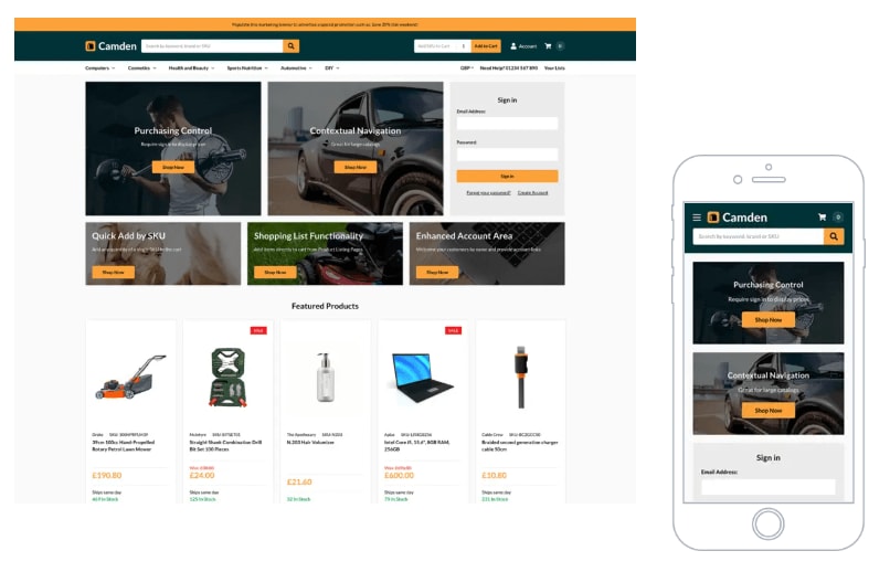A screenshot of an online storefront with various electric products.