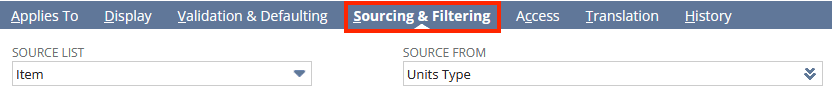 Sourcing and filtering source list form.