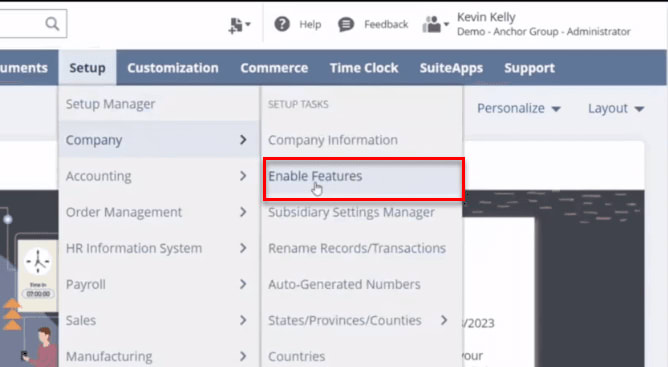 Enable Features tab.