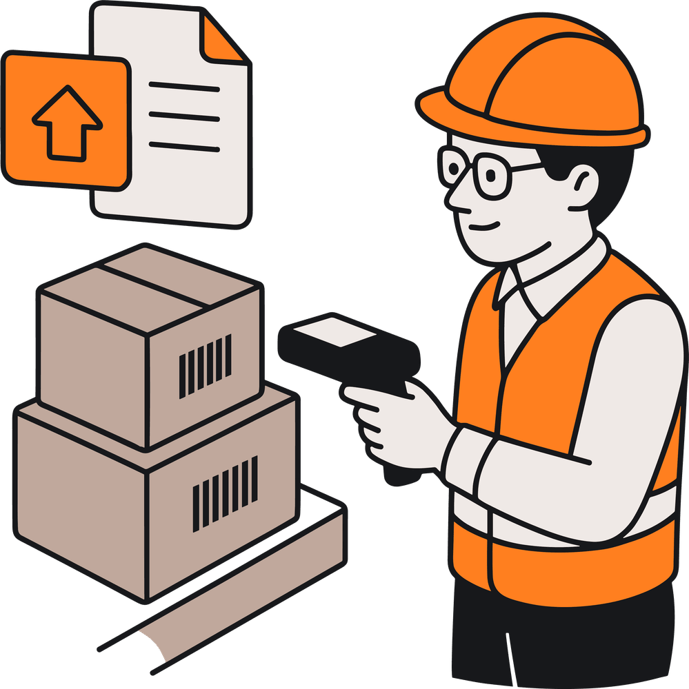 man counting inventory in warehouse