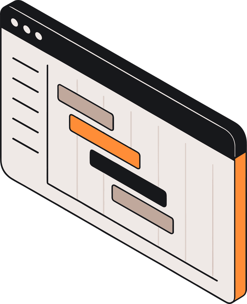Computer screen icon featuring a bar chart, illustrating a netsuite project management dashboard with Gantt chart elements.