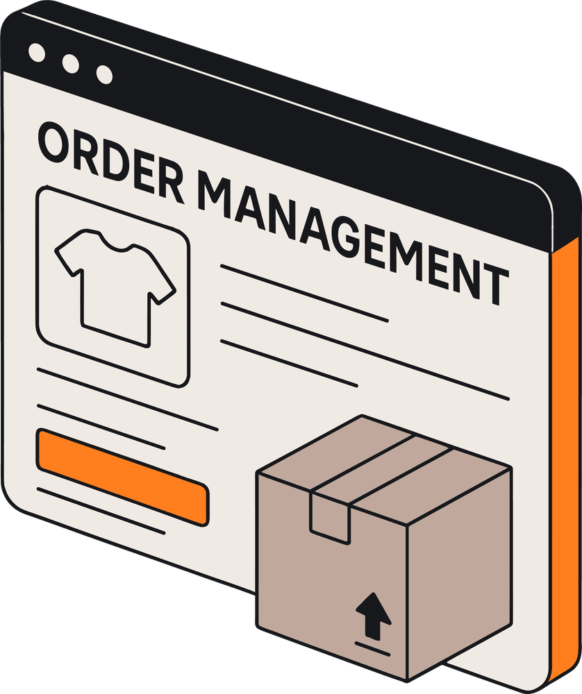Illustration of NetSuite's order management dashboard with order details and shipping fulfillment information, showcasing tools for efficient order processing.