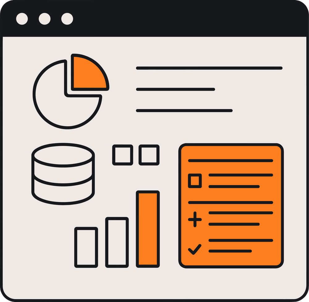 illustration of a chart and pie chart, representing NetSuite data center.