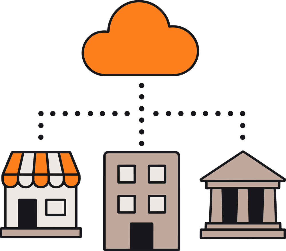 Visual illustration of cloud computing in business, representing NetSuite OneWorld digital solutions.