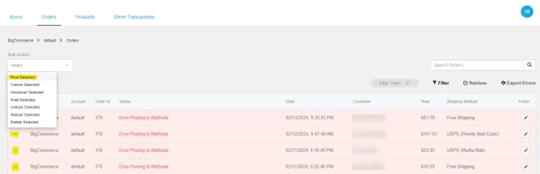 Retrying multiple order syncs.