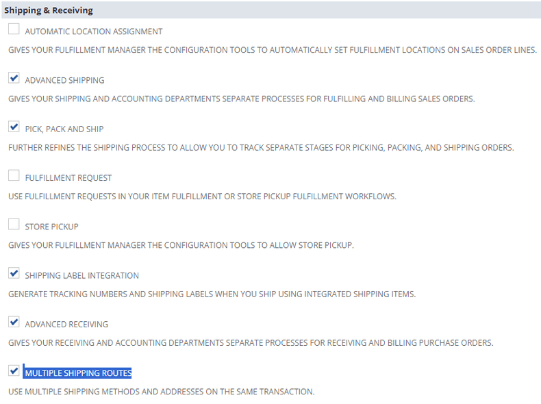 Shipping receiving multiple shipping method.